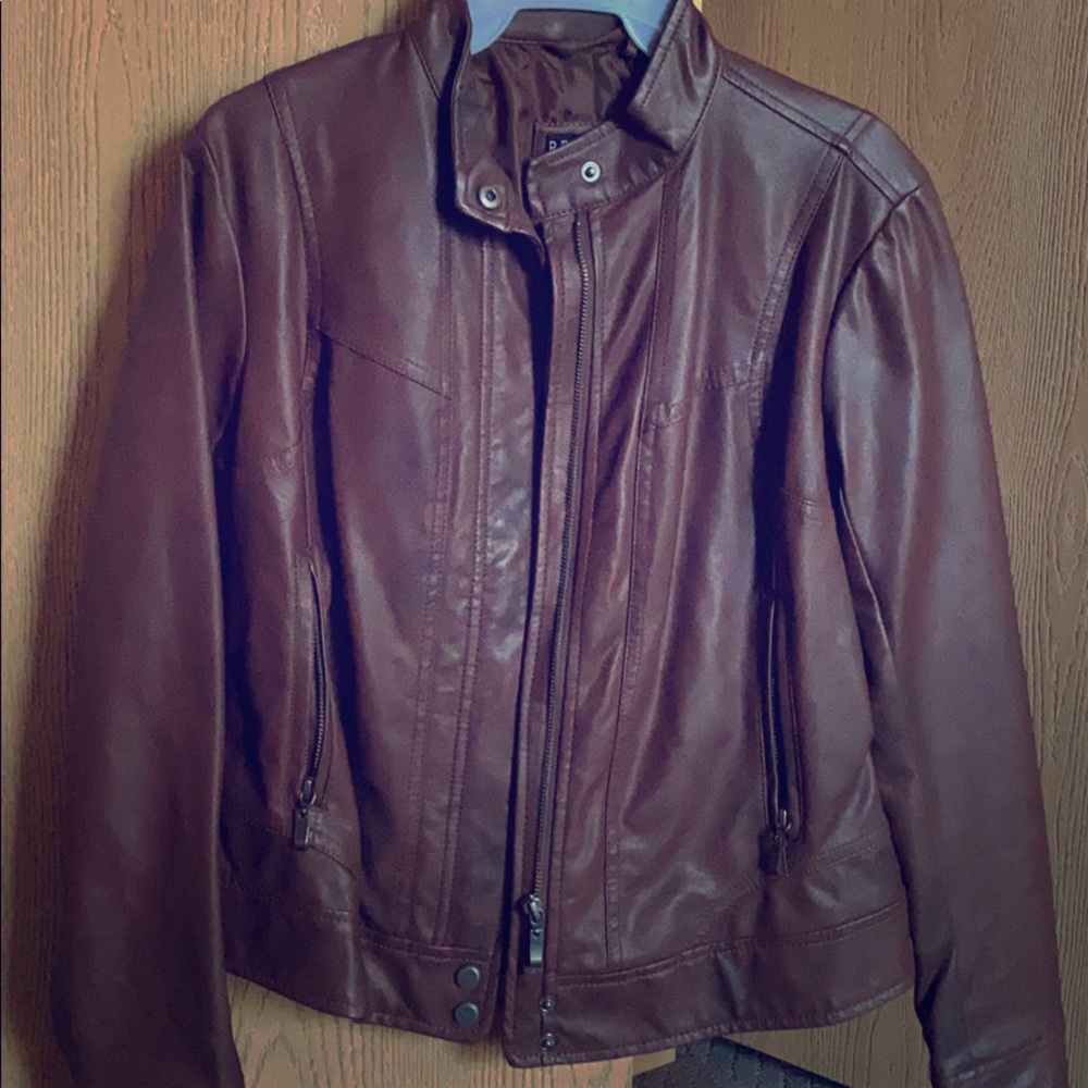 brown faux leather jacket